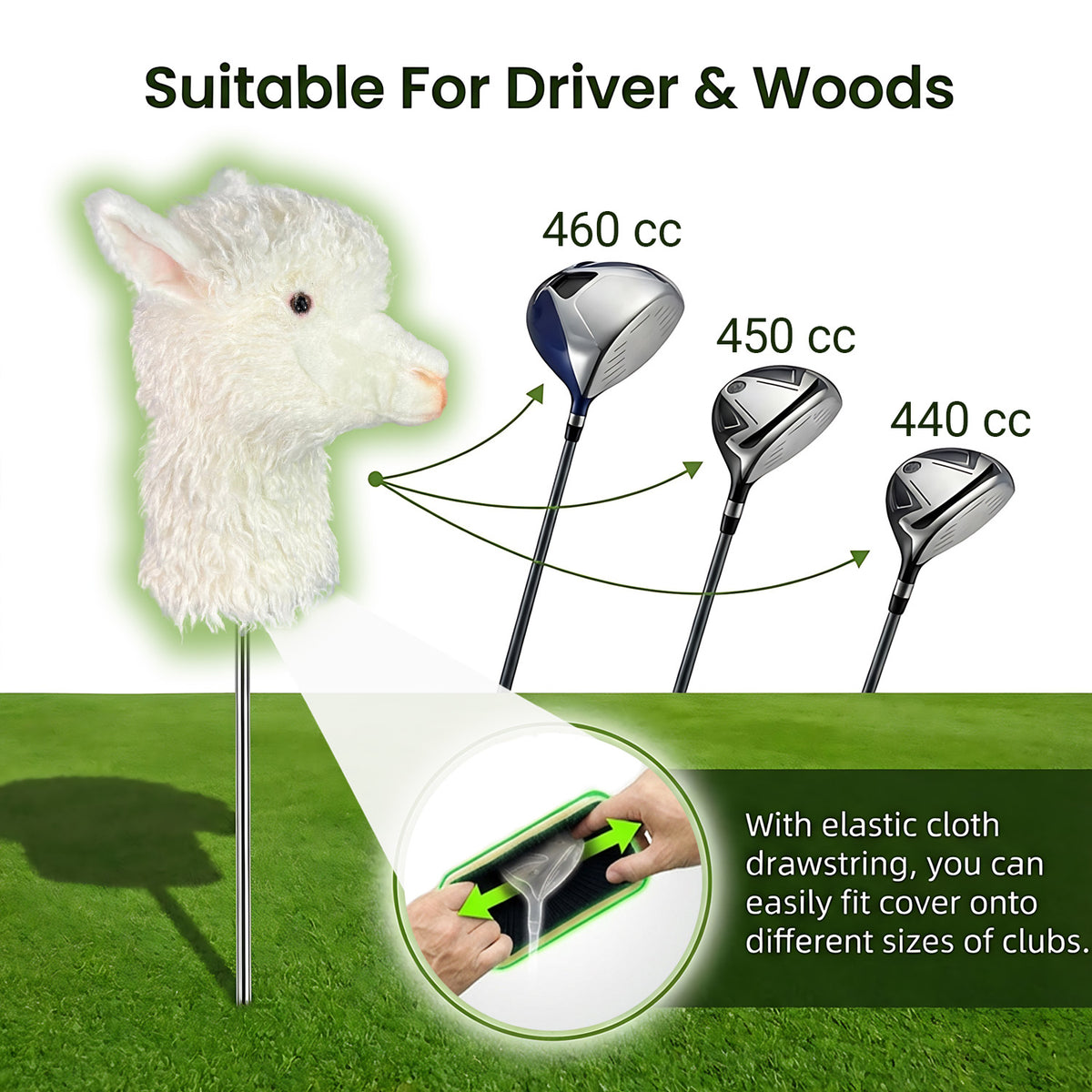 White Alpaca Golf Club Cover