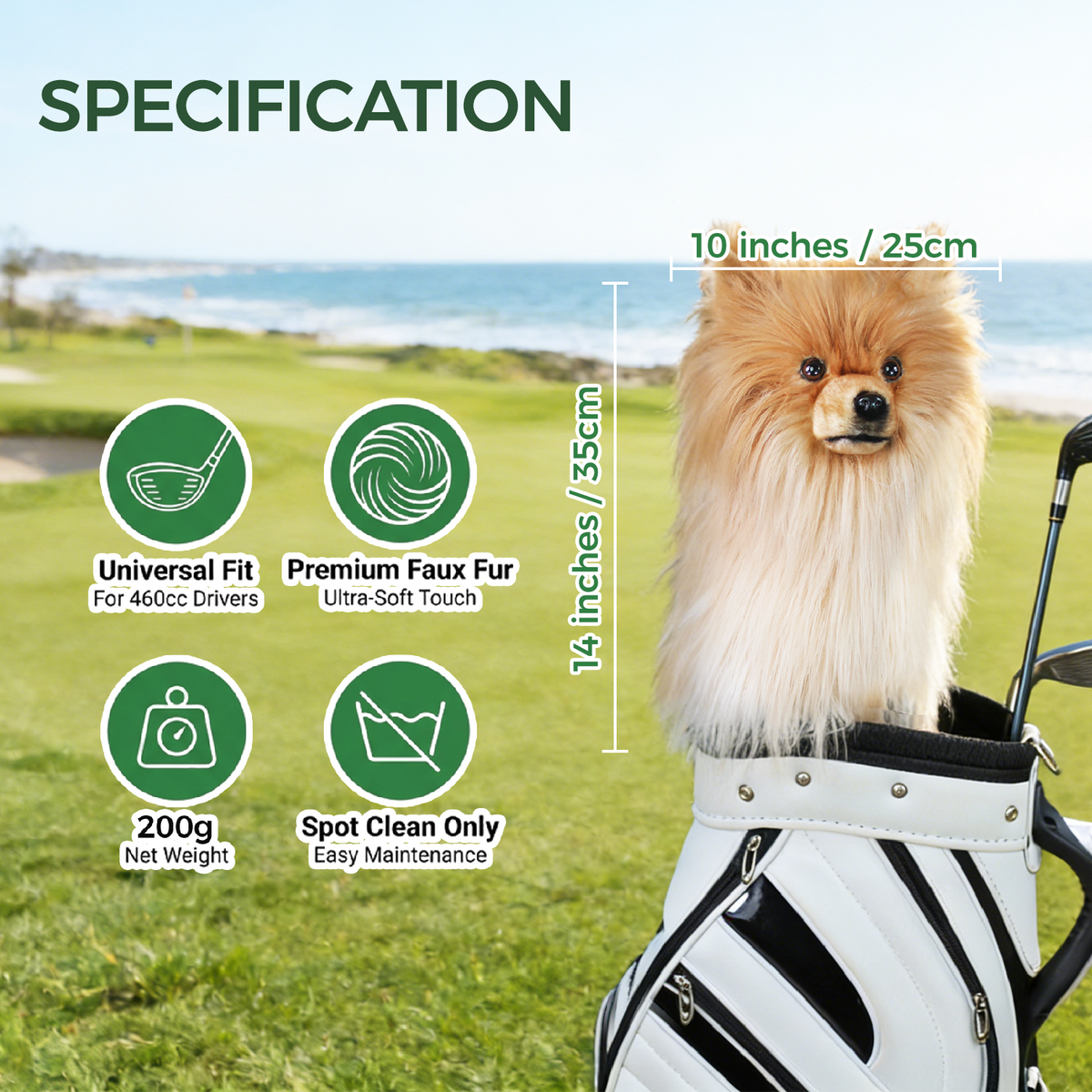 Golden Pomeranian Golf Club Cover