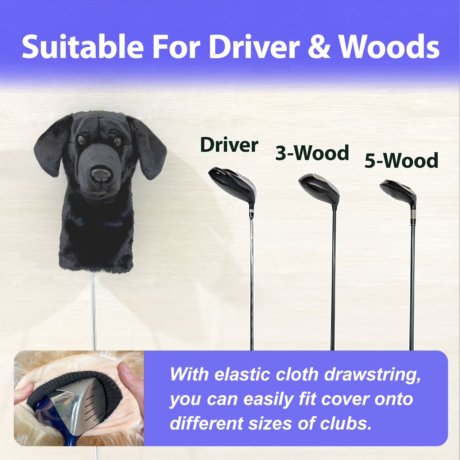 Ready-made Black Labrador Golf Club Cover
