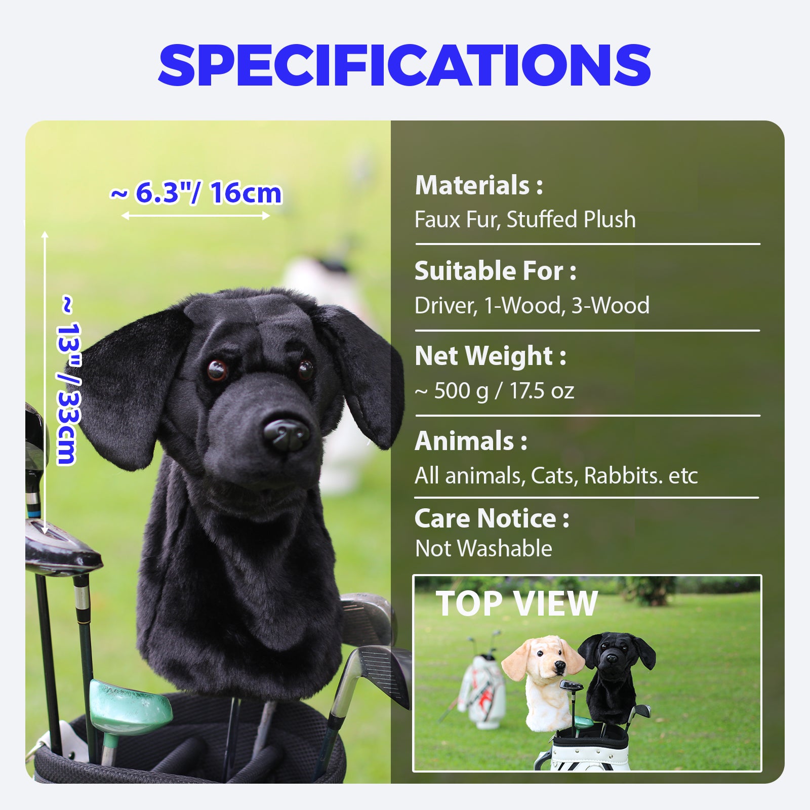 Ready-made Black Labrador Golf Club Cover