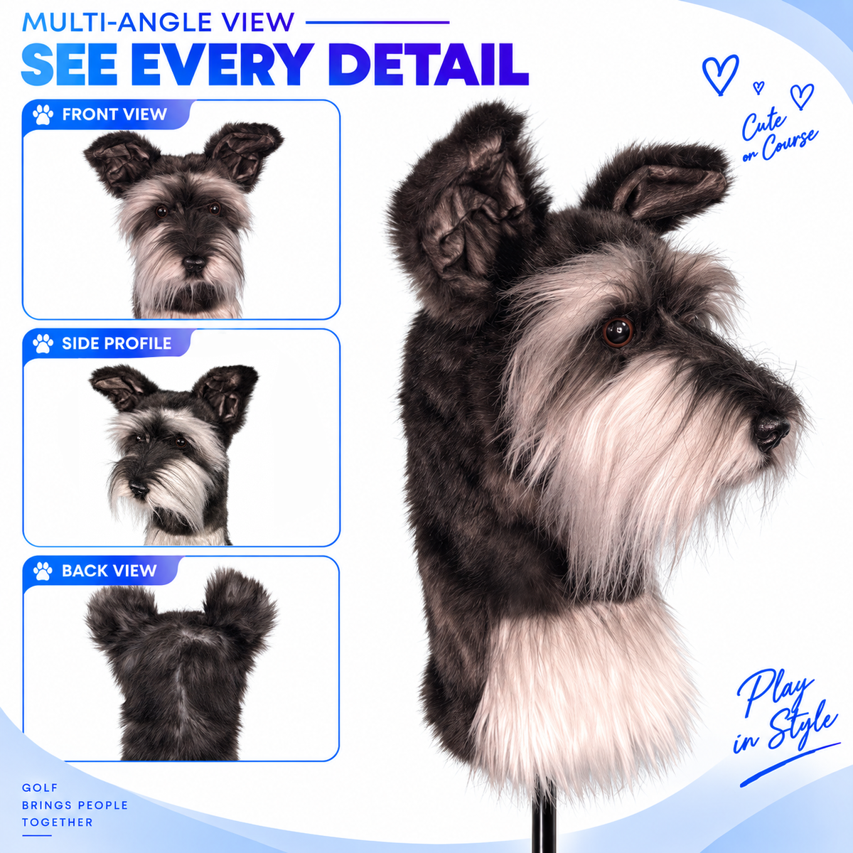 Black Schnauzer Golf Club Cover