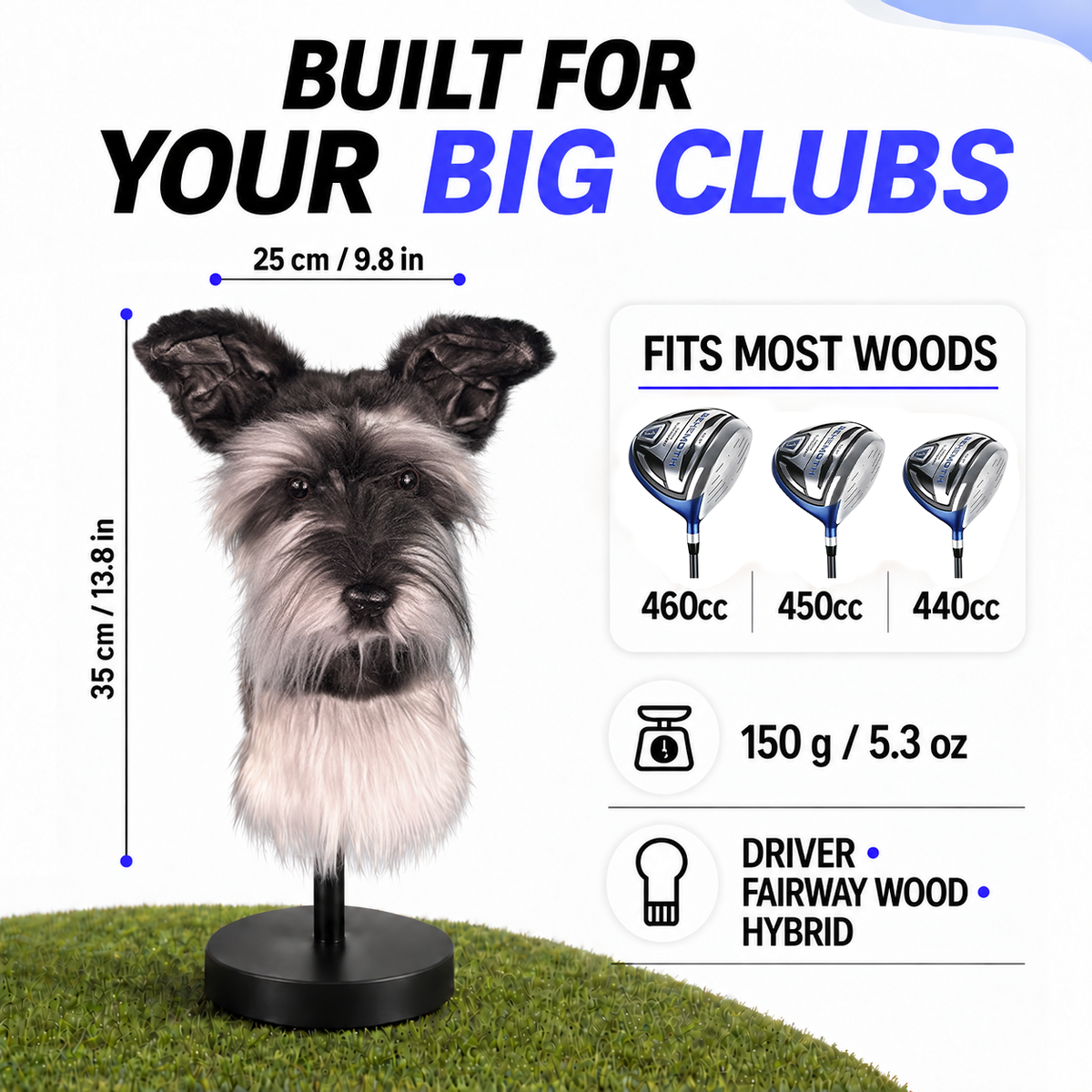 Black Schnauzer Golf Club Cover