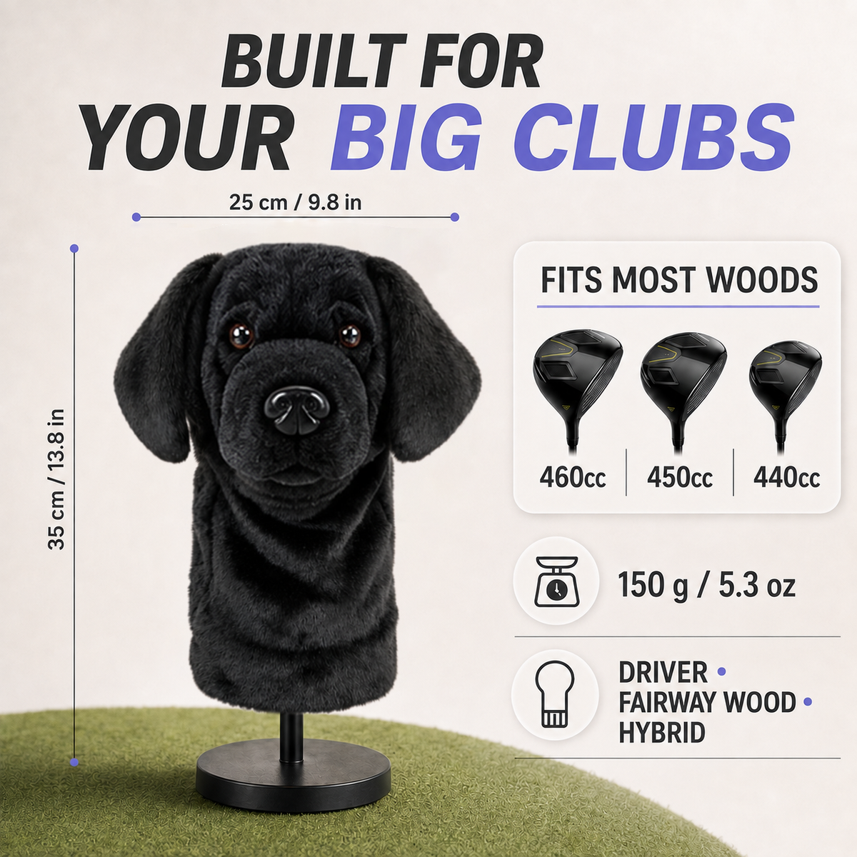 Ready-made Black Labrador Golf Club Cover