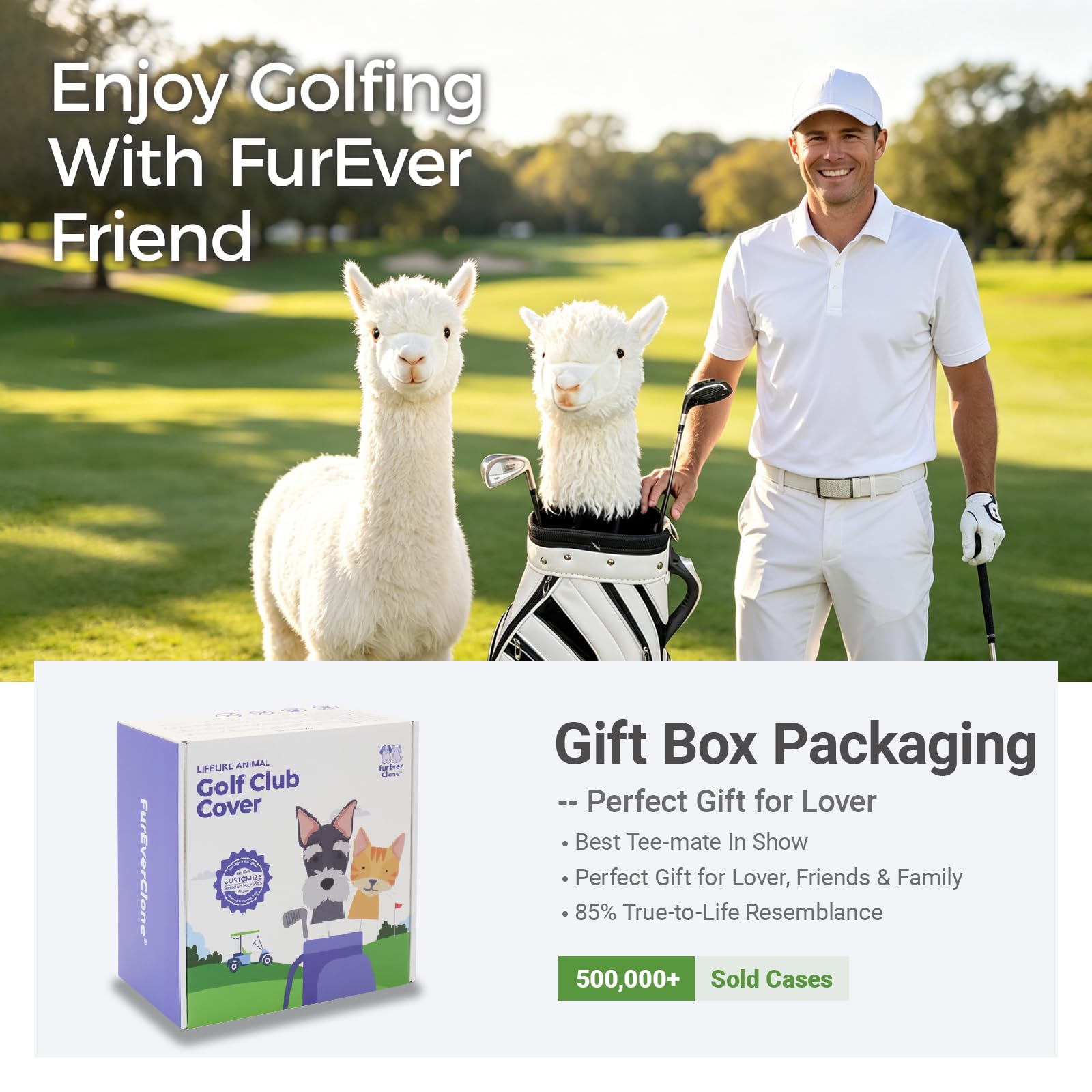 White Alpaca Golf Club Cover