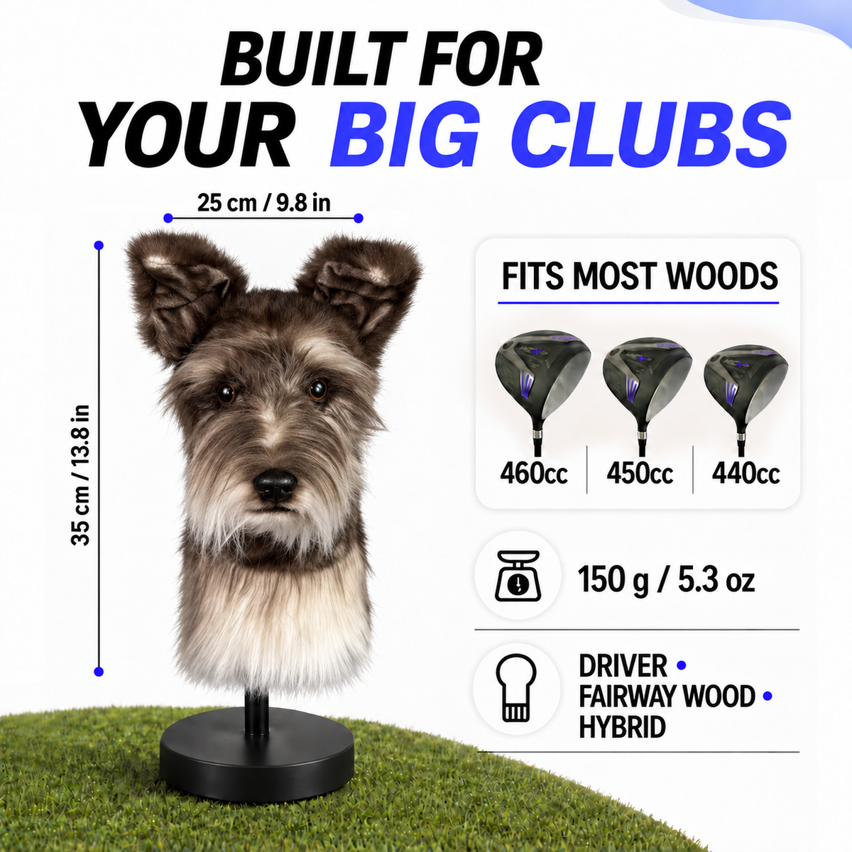 Brown Schnauzer Golf Club Cover