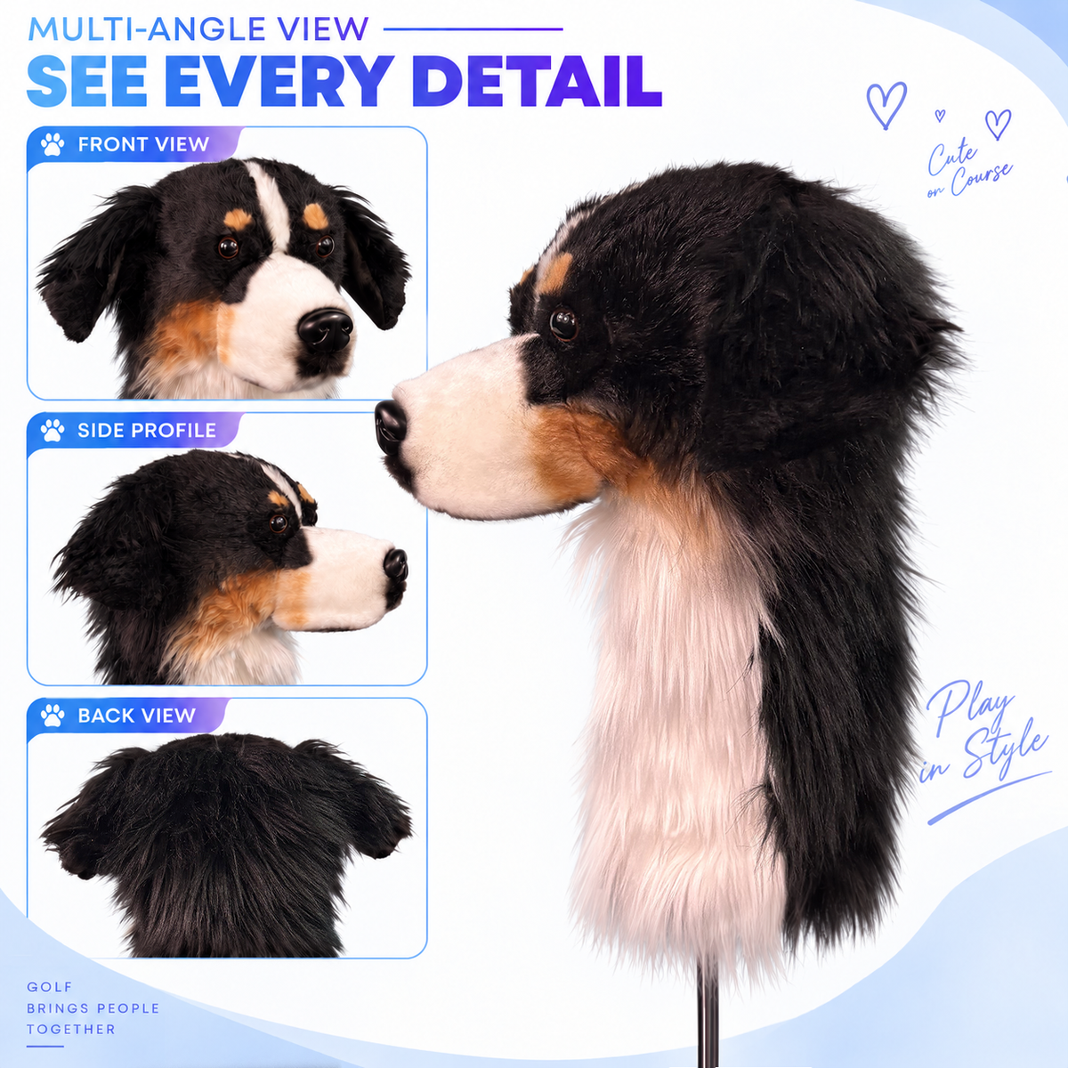 FureverClone Bernese Mountain Dog Golf Club Covers