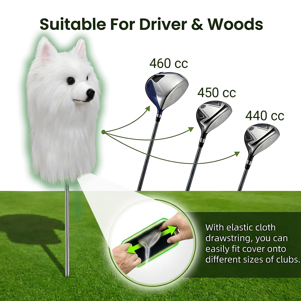 White Pomeranian Golf Club Cover