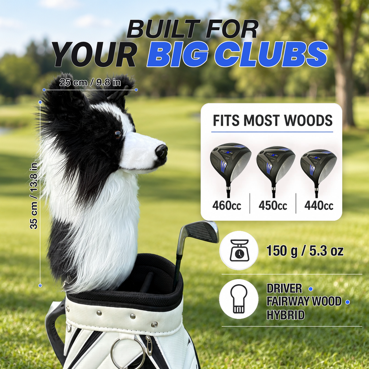 Border Collie Golf Club Cover