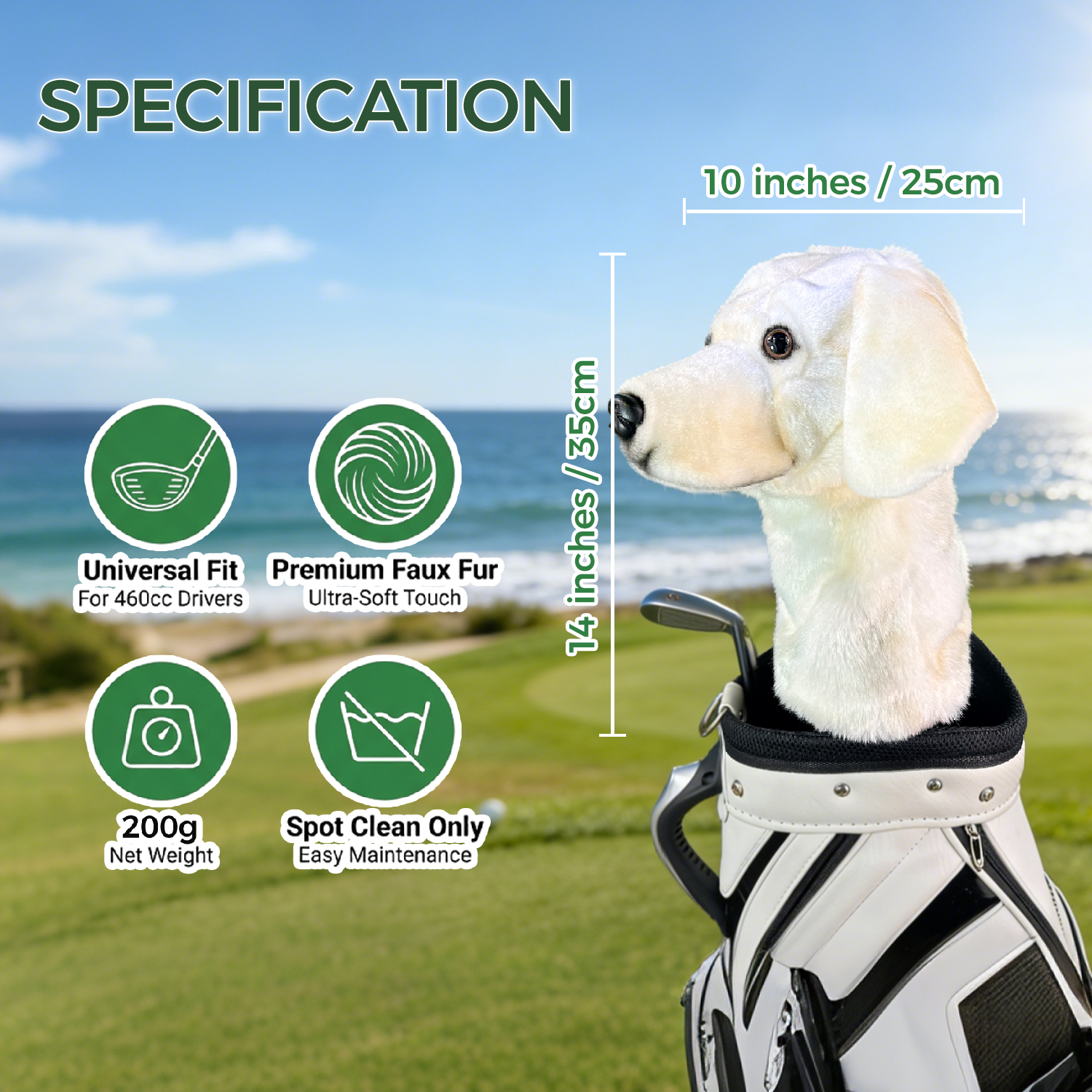 White Labrador Golf Club Cover
