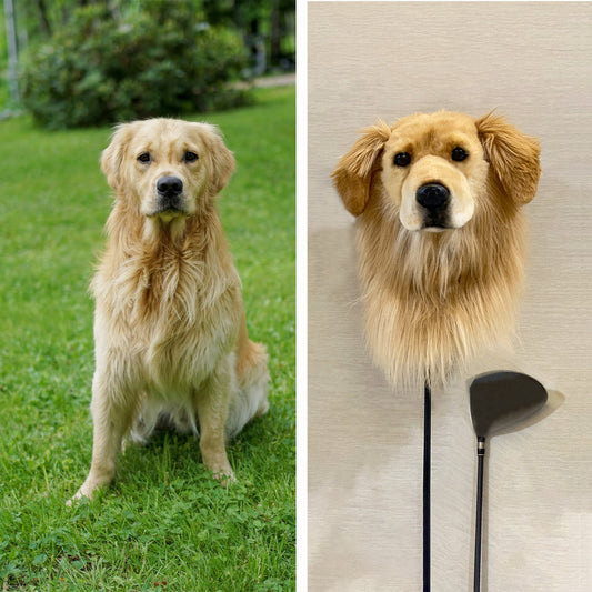 Personalized Golf Headcover With Lifelike Dog Head | Personalized Dog Replica Golf Club Driver Cover | 3D Dog Head Golf Club Head Covers